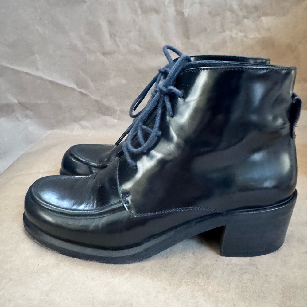 Lane Crawford Black All Leather Lace Up 2” Heeled Booties. Size EU 36 - Picture 3 of 7